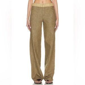 Christopher Esber Deconstruct Denim Jeans Cotton Two Tone Pants Moss Green Khaki